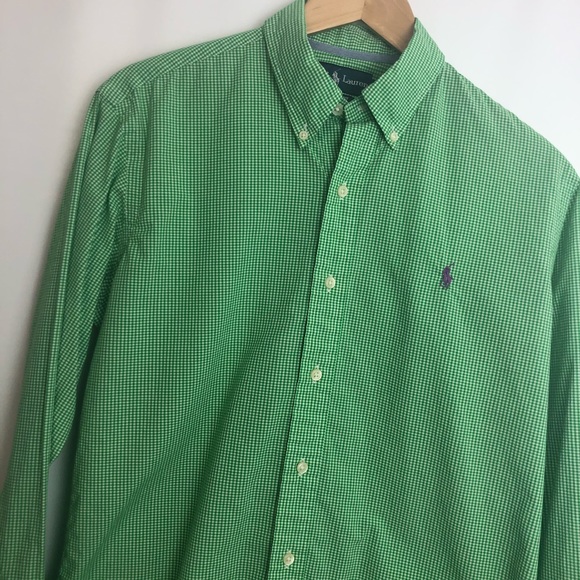 Ralph Lauren Other - Ralph Lauren green white gingham button shirt Sz M
